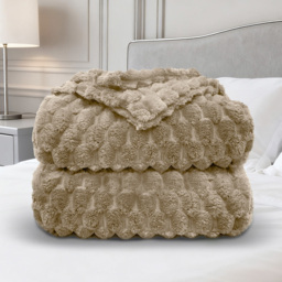 Velosso Beige Chunky Popcorn Throw 200 x 240cm - Size: 240 x 200 x 1cm - Wilko - thumbnail 4