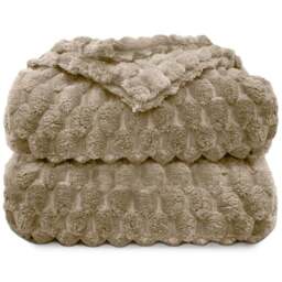 Velosso Beige Chunky Popcorn Throw 200 x 240cm - Size: 240 x 200 x 1cm - Wilko - thumbnail 1