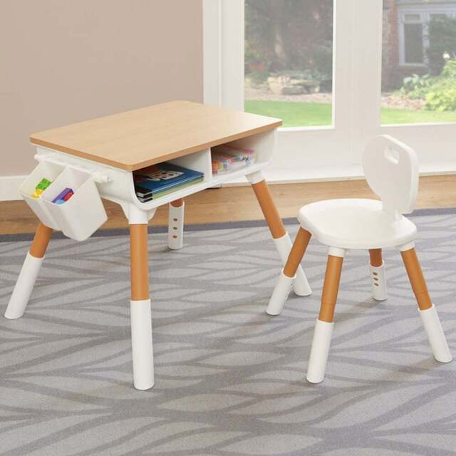 Liberty House Toys Scandi Height Adjustable Kids Table and Chair Set - Size: 49 x 65 x 55cm - Wood - Wilko - image 1