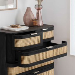 Birlea Noah 5 Drawer Black Rattan Storage Chest - Wilko - thumbnail 7