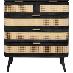 Birlea Noah 5 Drawer Black Rattan Storage Chest - Wilko - thumbnail 4