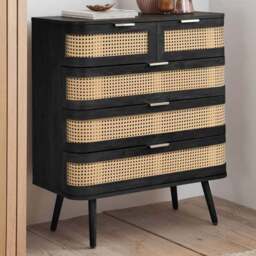 Birlea Noah 5 Drawer Black Rattan Storage Chest - Wilko - thumbnail 1