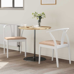 vidaXL Set of 2 White and Brown Rubberwood Curved Vintage Dining Chairs - Multi - Wilko