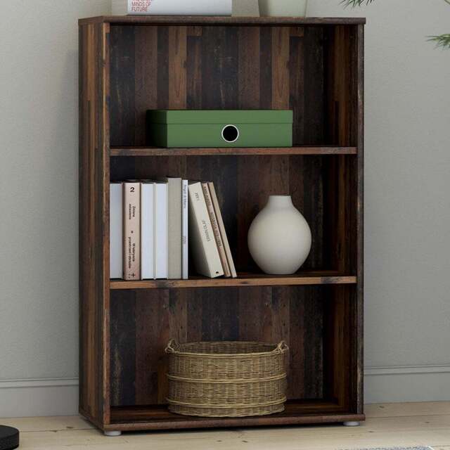 Florence Essential 2 Shelf Vintage Oak Tall Wide Bookcase - Brown - Furniture To Go - Wilko - image 1