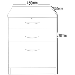 R White Cabinets 3 Drawer White Storage Unit - Size: 72.8 x 47.9 x 54cm - Wilko - thumbnail 6