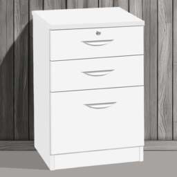 R White Cabinets 3 Drawer White Storage Unit - Size: 72.8 x 47.9 x 54cm - Wilko