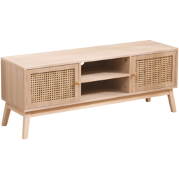 FurnitureHMD 2 Door 2 Shelf Rattan Weaving TV Unit with Pine Wood Legs - Size: 46.5 x 120 x 34cm - Natural - Wilko - thumbnail 3