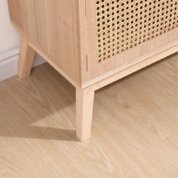 FurnitureHMD 2 Door 2 Shelf Rattan Weaving TV Unit with Pine Wood Legs - Size: 46.5 x 120 x 34cm - Natural - Wilko - thumbnail 6