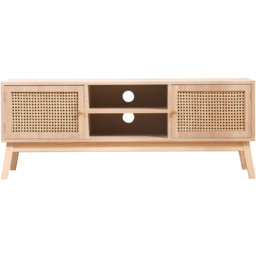 FurnitureHMD 2 Door 2 Shelf Rattan Weaving TV Unit with Pine Wood Legs - Size: 46.5 x 120 x 34cm - Natural - Wilko - thumbnail 5