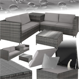 tectake Siena 4 Seater Grey Rattan Garden Lounge Set with Storage Box - Wilko - thumbnail 3