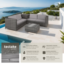 tectake Siena 4 Seater Grey Rattan Garden Lounge Set with Storage Box - Wilko - thumbnail 7