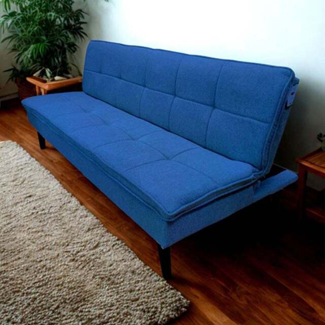 DS Living The Fermo 2 Seater Navy Blue Fabric Sofa Bed - Wilko - image 1