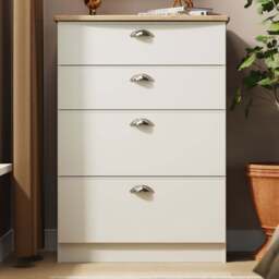 Crowndale Victoria 4 Drawer Cream Ash and Oak Deep Chest of Drawer - Wilko