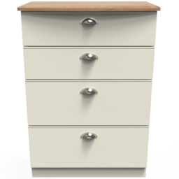 Crowndale Victoria 4 Drawer Cream Ash and Oak Deep Chest of Drawer - Wilko - thumbnail 3