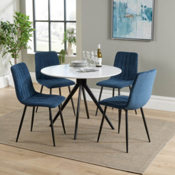 Core Products Aspen 4 Seater Round Dining Set White and Blue - Multi - Wilko - thumbnail 5