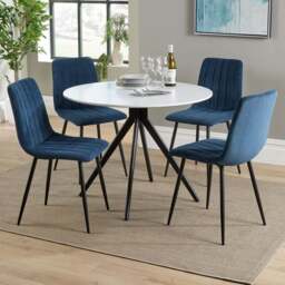 Core Products Aspen 4 Seater Round Dining Set White and Blue - Multi - Wilko - thumbnail 1