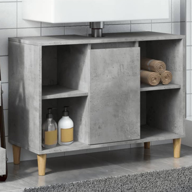 vidaXL Single Door 4 Shelf Grey Bathroom Cabinet - Size: 60 x 33 x 80cm - Wilko - image 1