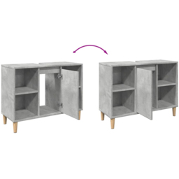 vidaXL Single Door 4 Shelf Grey Bathroom Cabinet - Size: 60 x 33 x 80cm - Wilko - thumbnail 7