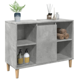 vidaXL Single Door 4 Shelf Grey Bathroom Cabinet - Size: 60 x 33 x 80cm - Wilko - thumbnail 4