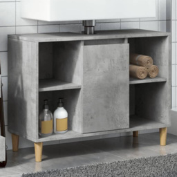 vidaXL Single Door 4 Shelf Grey Bathroom Cabinet - Size: 60 x 33 x 80cm - Wilko