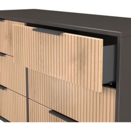 Crowndale Hong Kong 6 Drawer Slatt Effect and Graphite Wide Chest of Drawers Ready Assembled - Slatt Effect & Graphite - Wilko - thumbnail 7
