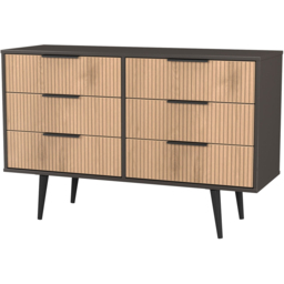 Crowndale Hong Kong 6 Drawer Slatt Effect and Graphite Wide Chest of Drawers Ready Assembled - Slatt Effect & Graphite - Wilko - thumbnail 5