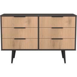 Crowndale Hong Kong 6 Drawer Slatt Effect and Graphite Wide Chest of Drawers Ready Assembled - Slatt Effect & Graphite - Wilko - thumbnail 3