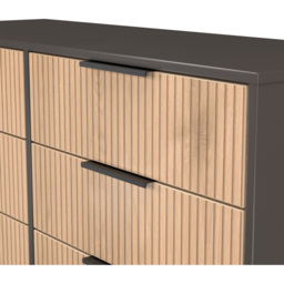 Crowndale Hong Kong 6 Drawer Slatt Effect and Graphite Wide Chest of Drawers Ready Assembled - Slatt Effect & Graphite - Wilko - thumbnail 6