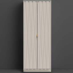 Crowndale Diamond Ready Assembled 2 Door Matt Kashmir Tall Double Wardrobe - Cream - Wilko - thumbnail 1