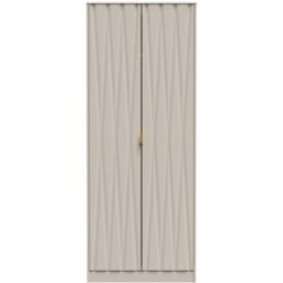Crowndale Diamond Ready Assembled 2 Door Matt Kashmir Tall Double Wardrobe - Cream - Wilko - thumbnail 4