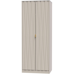 Crowndale Diamond Ready Assembled 2 Door Matt Kashmir Tall Double Wardrobe - Cream - Wilko - thumbnail 3
