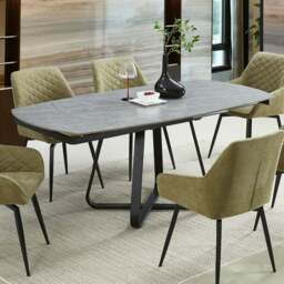 DS Living Arden 6 Seater Dining Table Light Grey Cracked Stone - Wilko