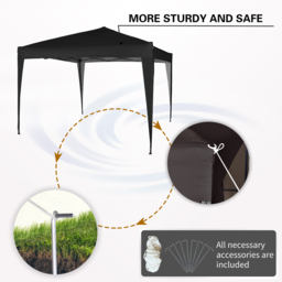 Black Pop Up Outdoor Gazebo 2 x 2m - MCC - Wilko - thumbnail 5