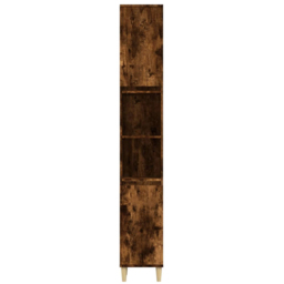 vidaXL 2 Door 2 Shelf Smoked Oak Wooden Bathroom Cabinet - Size: 190 x 30 x 30cm - Brown - Wilko - thumbnail 6