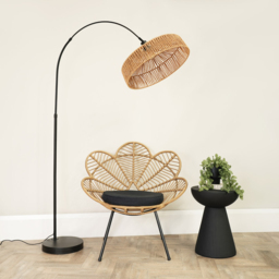 ValueLights Louis Natural Rope Pendant Shade Black Curved LED Floor Lamp - Size: 180 x 42 x 112cm - Wilko - thumbnail 4