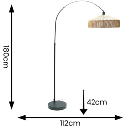 ValueLights Louis Natural Rope Pendant Shade Black Curved LED Floor Lamp - Size: 180 x 42 x 112cm - Wilko - thumbnail 5