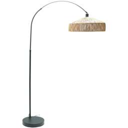 ValueLights Louis Natural Rope Pendant Shade Black Curved LED Floor Lamp - Size: 180 x 42 x 112cm - Wilko