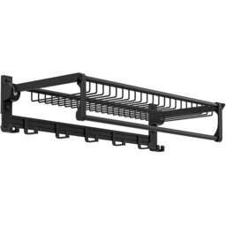 Costway Black Aluminium Foldable Bathroom Towel Rack - Size: 63.5 x 40.6 x 10.16cm - Wilko