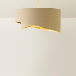 ValueLights Trekan 2 Layer Mink with Metallic Gold Inner Pendant Lamp Shade 40cm - Size: 40 x 20 x 40cm - Cream - Wilko - thumbnail 6