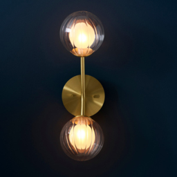Merano Rome 2 Light Glass Satin Brass Plate Wall Light - Size: 17.5 x 12 x 40cm - Brown - Wilko - thumbnail 5