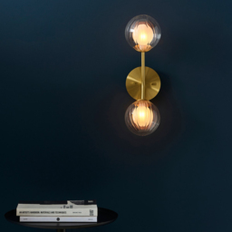 Merano Rome 2 Light Glass Satin Brass Plate Wall Light - Size: 17.5 x 12 x 40cm - Brown - Wilko - thumbnail 7