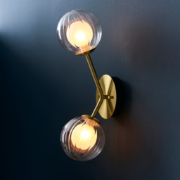 Merano Rome 2 Light Glass Satin Brass Plate Wall Light - Size: 17.5 x 12 x 40cm - Brown - Wilko - thumbnail 6