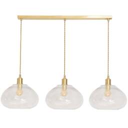 ValueLights Corinne Twill Glass 3 Drop Brushed Gold Diner LED Ceiling Pendant Light - Size: 131.3 x 105.5 x 31.5cm - Black - Wilko - thumbnail 1