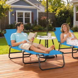 Outsunny Set of 2 Sky Blue Adjustable Reclining Chaise Lounge Chair - Wilko - thumbnail 4