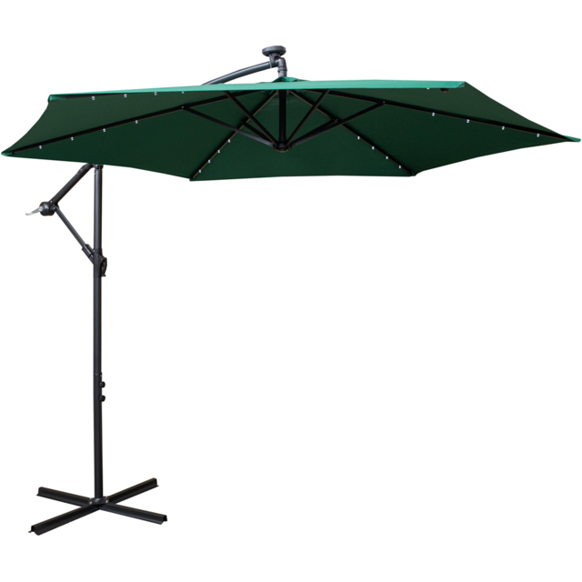 Samuel Alexander Green Solar Powered Cantilever Garden Parasol with LED Lights 3m - Wilko - image 1