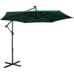 Samuel Alexander Green Solar Powered Cantilever Garden Parasol with LED Lights 3m - Wilko