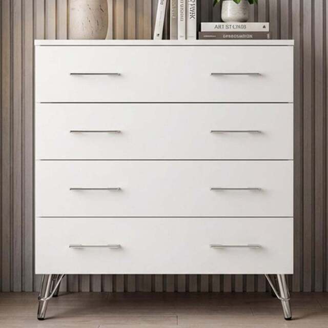 FWStyle Maldon 4 Drawer White Chest of Drawers - Matt White - Wilko - image 1