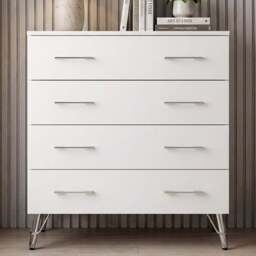 FWStyle Maldon 4 Drawer White Chest of Drawers - Matt White - Wilko - thumbnail 1