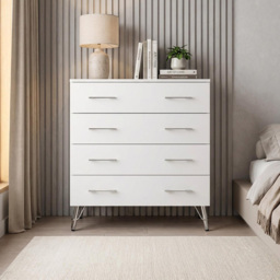 FWStyle Maldon 4 Drawer White Chest of Drawers - Matt White - Wilko - thumbnail 6