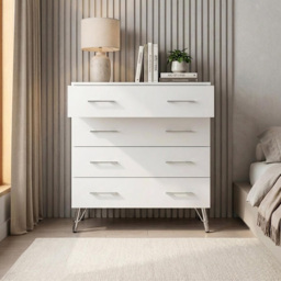 FWStyle Maldon 4 Drawer White Chest of Drawers - Matt White - Wilko - thumbnail 7